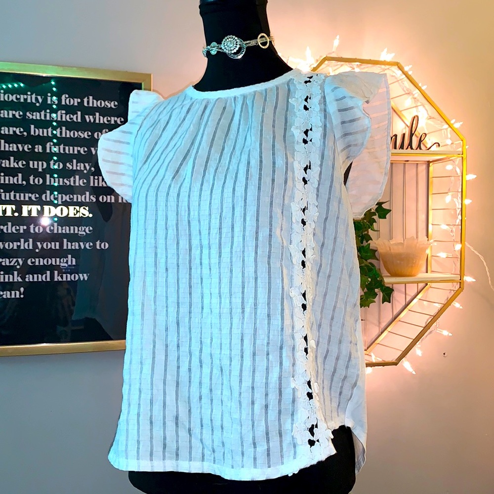🤍 A.N.D E A W Y | Lace Short Sleeve Boho Blouse